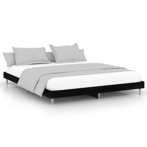 vidaXL Bedframe bewerkt hout zwart 150x200 cm