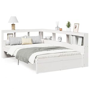 vidaXL Bed met boekenkast zonder matras grenenhout wit 120x200 cm