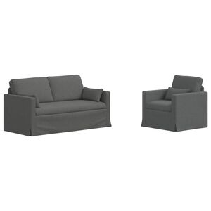 vidaXL Bankstel 2 pcs Donkergrijs 158 x 78 x 80 cm Stof