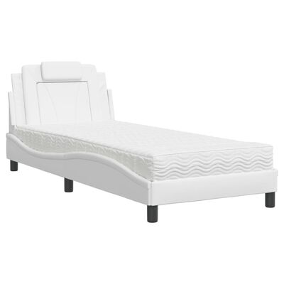 vidaXL Bed met matras kunstleer wit 80x200 cm