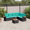 vidaXL 7-delige Loungeset met kussens poly rattan zwart