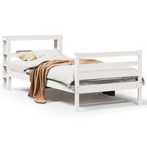 vidaXL Bedframe zonder matras massief grenenhout wit 75x190 cm