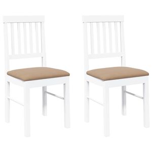 vidaXL Eetkamerstoelen met kussens 2 st massief hout rubber wit