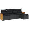 vidaXL 5-delige Loungeset met kussens poly rattan zwart