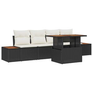 vidaXL Tuin Sofa Set met opslag 5 pcs Zwart Poly riet