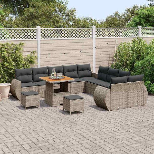 vidaXL Tuin Sofa Set 13 pcs Grijs Poly rattan en gepoedercoat staal