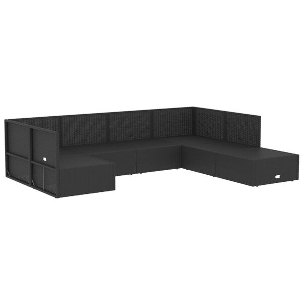 vidaXL 7-delige Loungeset met kussens poly rattan zwart