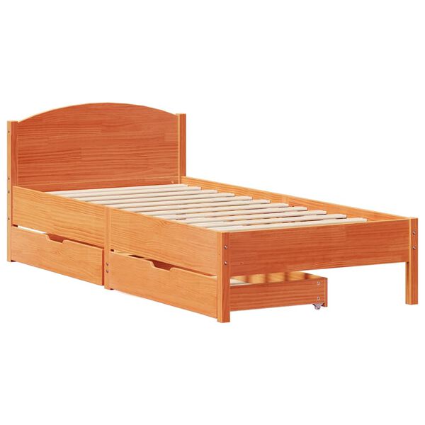 vidaXL Bedframe zonder matras massief grenenhout wasbruin 100x200 cm