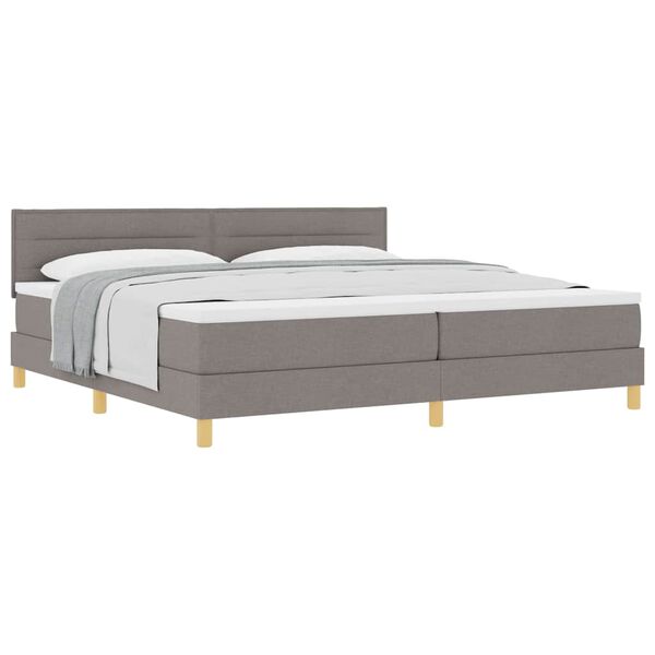 vidaXL Boxspringbed met matras met hoofdeinde Taupe 200 x 200 cm Stof