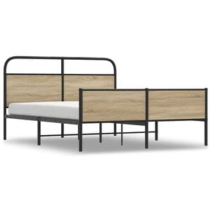 vidaXL Bedframe zonder matras metaal gerookt eikenkleurig 180x200 cm