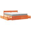 vidaXL Bed met lades en matras massief grenenhout wasbruin 200x200 cm