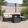 vidaXL Tuin Sofa Set met opslag 6 pcs Zwart en Cr&egrave;me poly rattan