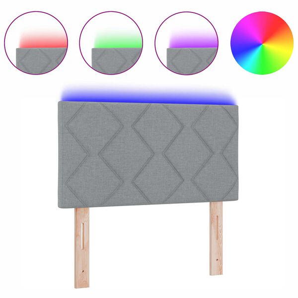vidaXL Hoofdbord met LED -striplichten Lichtgrijs 80 cm Stof