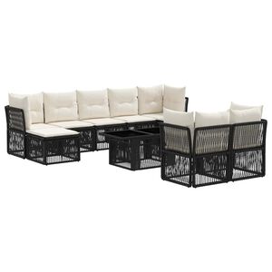 vidaXL Tuinbankenset 10 st Zwart poly rattan
