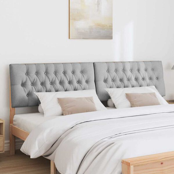 vidaXL Gestoffeerd hoofdbord Lichtgrijs 200 cm Massief grenenhout