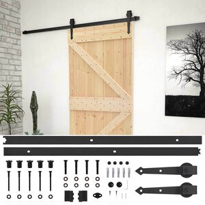 vidaXL Schuifdeur 90 x 210 cm Massief grenenhout Naturel en Zwart