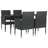 vidaXL 5-delige Tuinset poly rattan en staal zwart