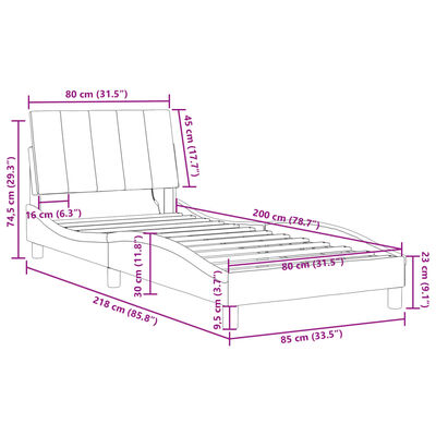 vidaXL Bedframe met LED-verlichting fluweel zwart 80x200 cm