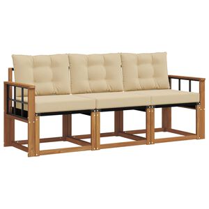 vidaXL Buiten bankenset 3 st Natuurlijk en Beige