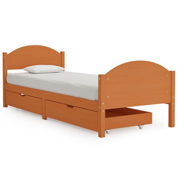 vidaXL Bedframe met 2 lades massief grenenhout honingbruin 90x200 cm