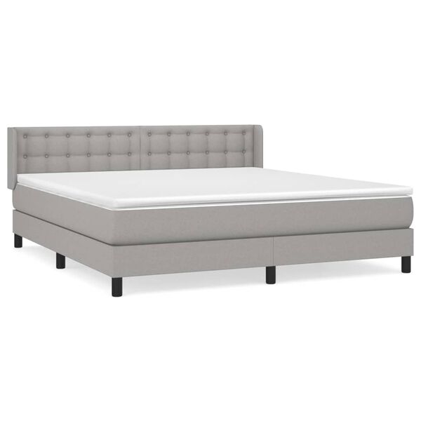 vidaXL Boxspring met matras stof lichtgrijs 180x200 cm