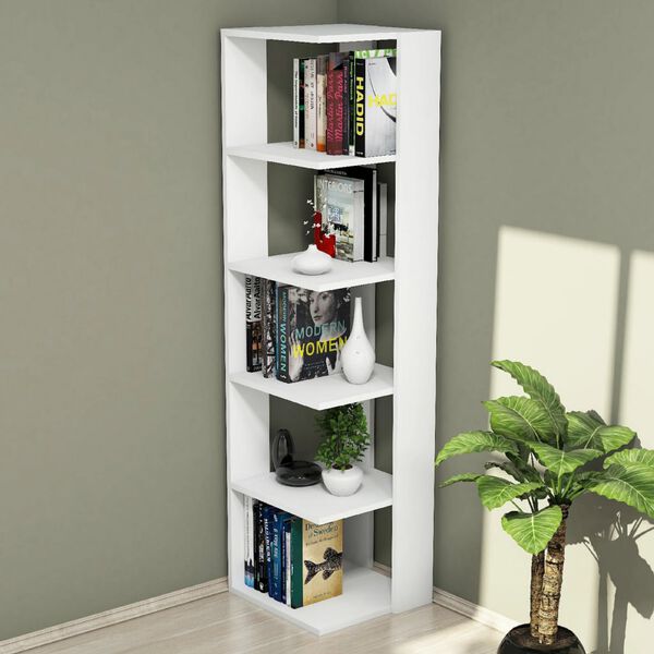 Homemania Boekenkast Corner 41,8x41,8x160,8 cm wit