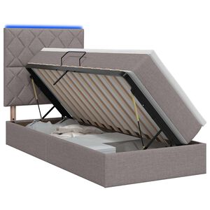 vidaXL LED Opslagbed met Matras Taupe 100 x 200 cm Stof