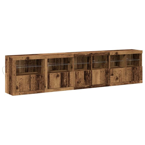 vidaXL LED Sideboard Oudhout 283 x 37 x 67 cm Bewerkt hout