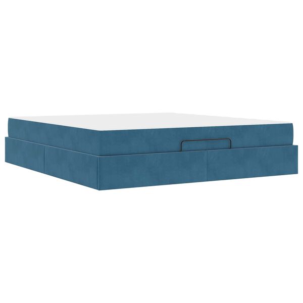 vidaXL Bedframe met matras met matras 2 pcs Blauw Fluweel