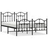 vidaXL Bedframe met hoofd- en voeteneinde metaal zwart 135x190 cm