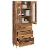 vidaXL Hoge kast Oud Hout 69,5 x 34 x 180 cm Geengineerd Hout en Glas