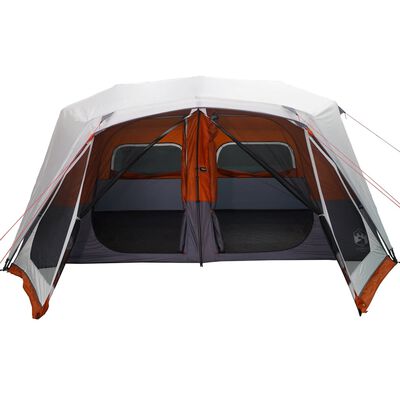 vidaXL Tent met LED 10-persoons snelontgrendeling lichtgrijs en oranje
