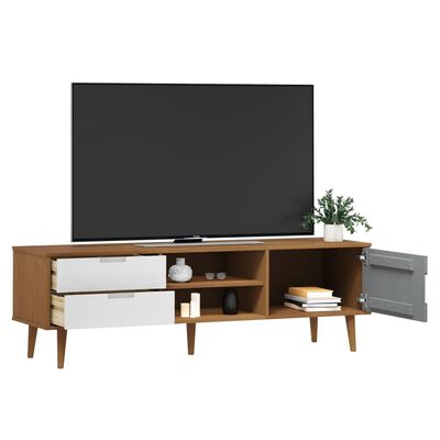 vidaXL Tv-meubel MOLDE 158x40x49 cm massief grenenhout bruin