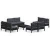 vidaXL 9-delige Loungeset met antracietkleurige kussens grenenhout