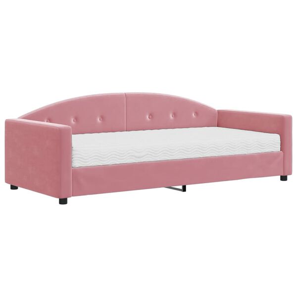 vidaXL Slaapbank met matras 90x200 cm fluweel roze