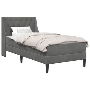 vidaXL Bedframe met matras met matras Donkergrijs 80 x 200 cm Fluweel