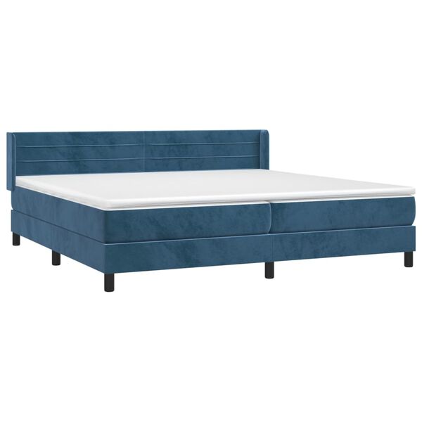 vidaXL Boxspring met matras fluweel donkerblauw 200x200 cm