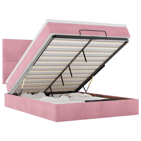 vidaXL Ottoman bed met matrassen 140x190cm fluweel roze