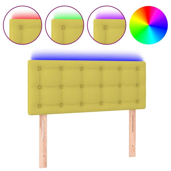 vidaXL Hoofdbord LED 90x5x78/88 cm stof groen