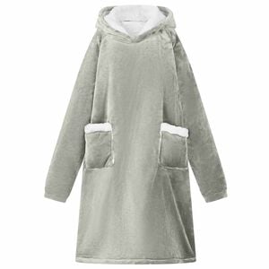 vidaXL Deken hoodie Grijs M Fleece en Flanel