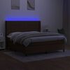 vidaXL Boxspring met matras en LED stof donkerbruin 180x200 cm