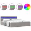 vidaXL Bedframe met opbergruimte en LED stof lichtgrijs 160x200 cm