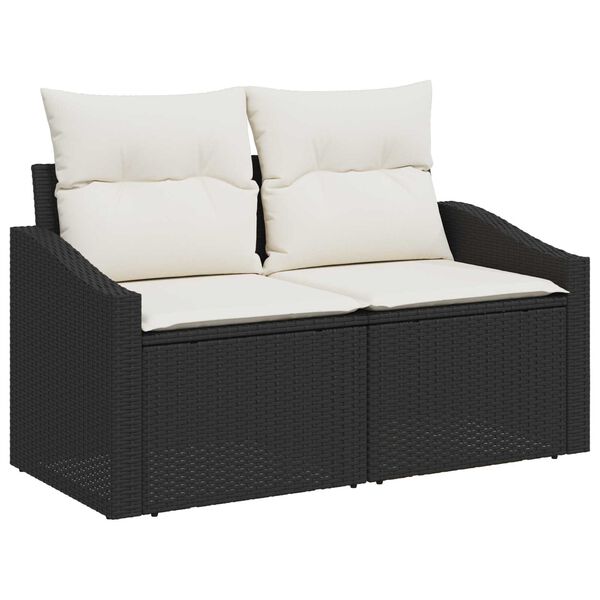 vidaXL Tuin Sofa Set met opslag 5 pcs Zwart Poly riet