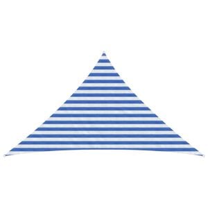 vidaXL Zonneschaduwzeil Driehoekig 2,5 x 2,5 x 3,5 m HDPE Blauw en Wit
