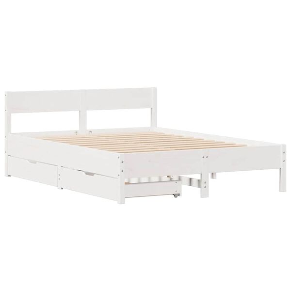vidaXL Bedframe zonder matras massief grenenhout wit 120x190 cm