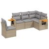 vidaXL 5-delige Loungeset met kussens poly rattan beige