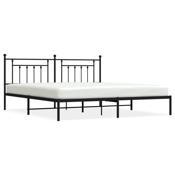 vidaXL Bedframe met hoofdbord metaal zwart 200x200 cm