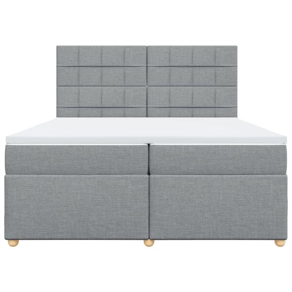 vidaXL Boxspring met matras stof lichtgrijs 200x200 cm