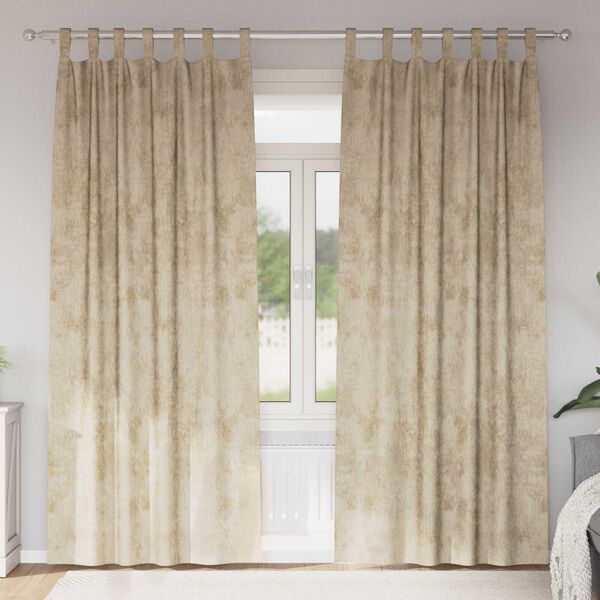 vidaXL Velvet Gordijnen met gordijnen 2 pcs Cr&egrave;me 245 x 140 cm Fluweel