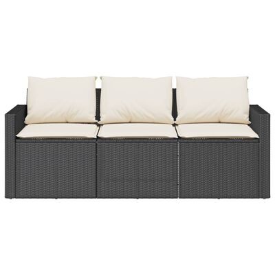 vidaXL Tuinbank 3-zits met kussens poly rattan beige